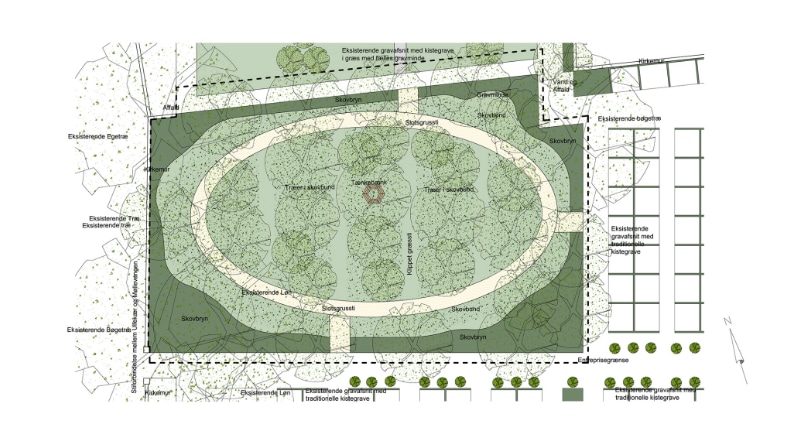 Plantegning af skovafsnit, Gørlev Kirkegård