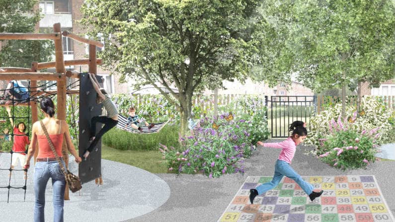 Visualisering af legeplads på Lundehusskolen, København Visualisering af legeplads på Lundehusskolen, København